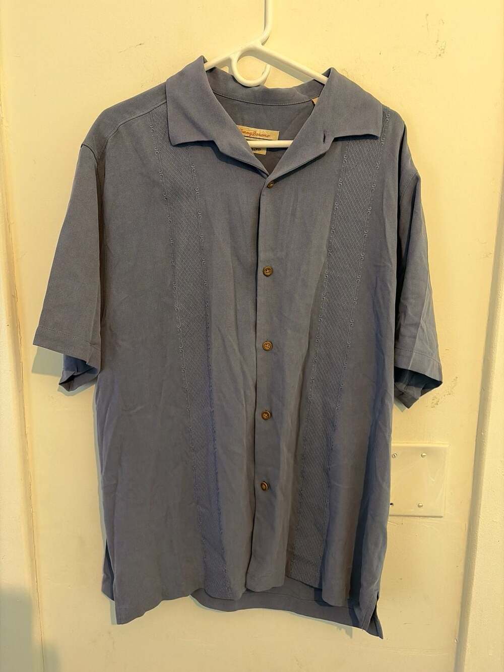 Tommy Bahama Tropical O' Aces Embroidered Silk Shirt Size Large